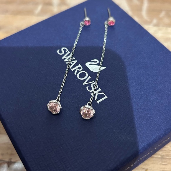 Swarovski Jewelry - Swarovski Pink Drop Earrings